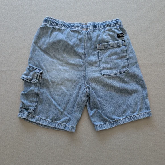 Zara Loose Fit Denim Cargo Midi Shorts Casual Utility Light Wash Youth 11/12 - Picture 2 of 8